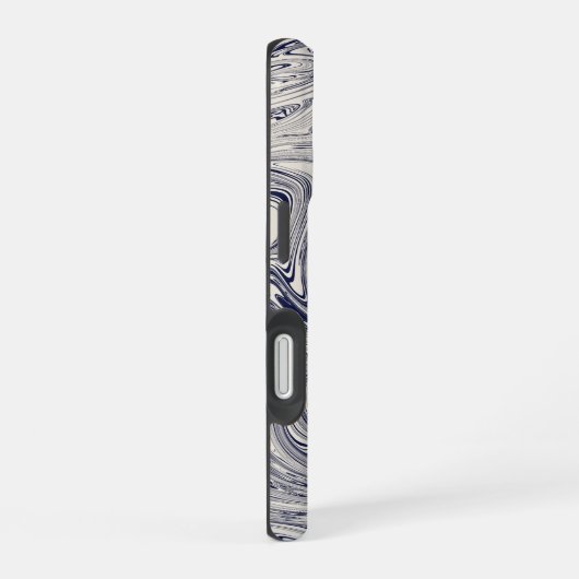 Coque iPhone 16 Elégant bleu et Marbre blanc spiral (Côté droit)