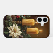Coque iPhone 16 Elegant candle Christmas holly pine warm festive  (Verso Horizontal)