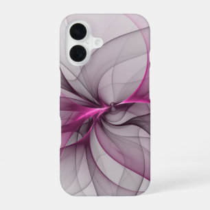 Coque iPhone 16 Elégant Chaos Moderne Abstrait rose Fractal Art