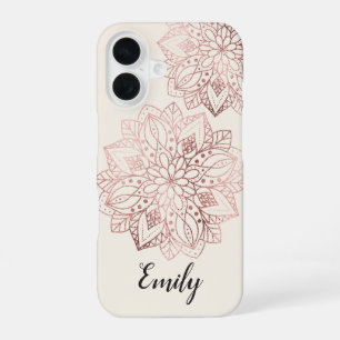 Coque iPhone 16 Élégant Étui Iphone en Or Nature Mandala pour Elle