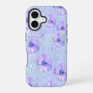 Coque iPhone 16 Élégant Étui Téléphone Fleur Violet – Art Botaniqu