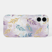Coque iPhone 16 Elegant Gold Botanical Marble Mongram (Verso Horizontal)