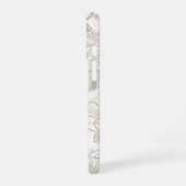 Coque iPhone 16 Elégant moderne blanc gris or marbre floral (Côté gauche)