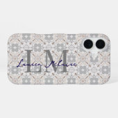 Coque iPhone 16 Elegant Monogram Script Name Spanish Tile (Verso Horizontal)
