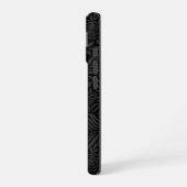 Coque iPhone 16 Élégant Monogramme Floral Noir (Côté gauche)