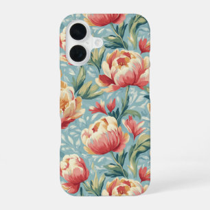 Coque iPhone 16 Élégant style victorien floral pivoines tulipes