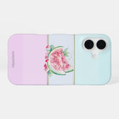 Coque iPhone 16 Élégante pastèque rayée moderne (Verso Horizontal)