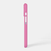 Coque iPhone 16 Élégantes Rayures de Course Rose Blanc Monogramme (Côté gauche)