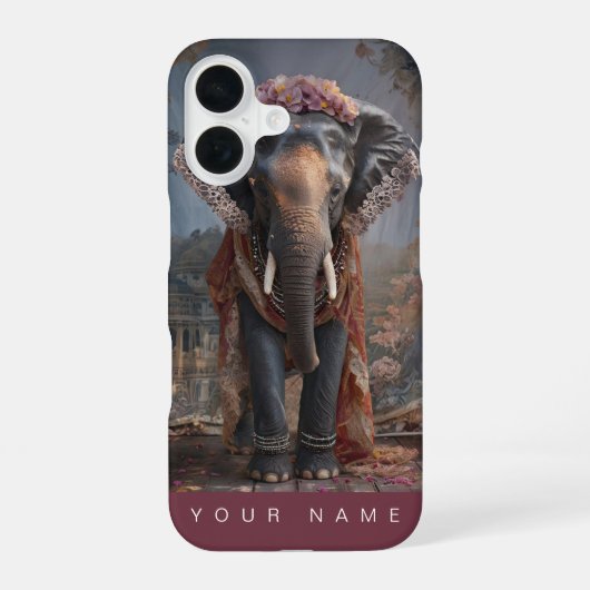 Coque iPhone 16 Eléphant botanique (Verso)