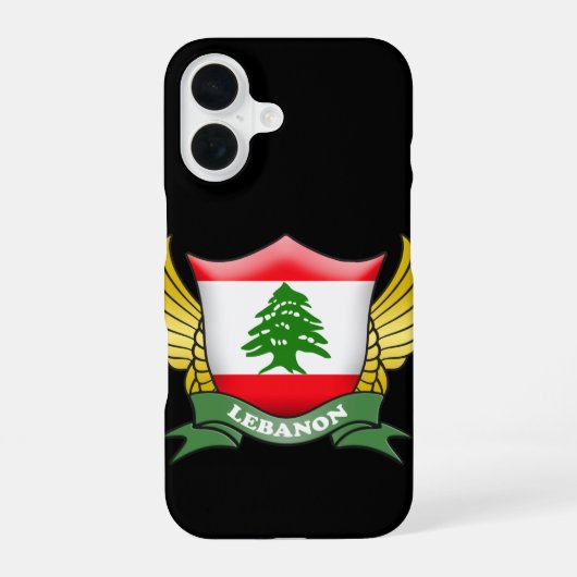 Coque iPhone 16 Emblème du drapeau du Liban (Verso)