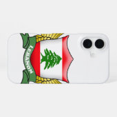 Coque iPhone 16 Emblème du drapeau libanais (Verso Horizontal)