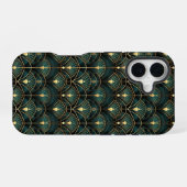 Coque iPhone 16 Emerald et Gold Art Déco (Verso Horizontal)