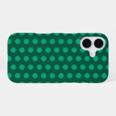 Coque iPhone 16 Emerald Green Polka Dots (Verso Horizontal)