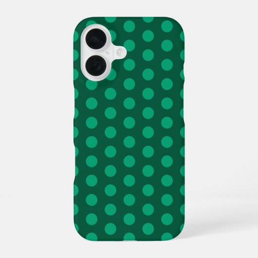 Coque iPhone 16 Emerald Green Polka Dots (Verso)