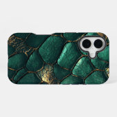 Coque iPhone 16 Émeraude Serpent Snakeskin (Verso Horizontal)