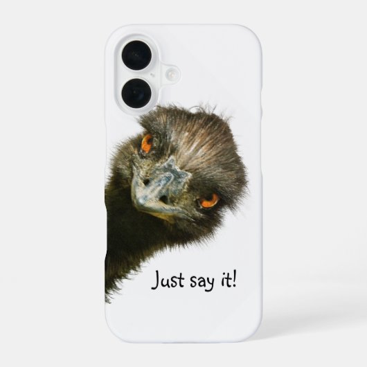 Coque iPhone 16 Émeu drôle dis-le simplement (Verso)