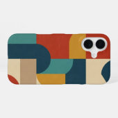 Coque iPhone 16 Empilement de blocs géométriques vintage (Verso Horizontal)