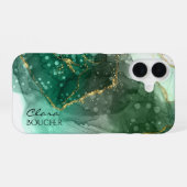 Coque iPhone 16 Encre d'alcool vert Sacramento personnalisable (Verso Horizontal)