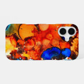 Coque iPhone 16 Encre d'art abstrait orange rouille (Verso Horizontal)