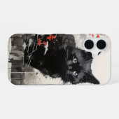 Coque iPhone 16 Encre de chat noir (Verso Horizontal)