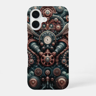 Coque iPhone 16 Engrenages, ailes et élégance vintage steampunk