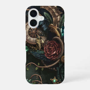 Coque iPhone 16 Engrenages, Florales et Fusion Fantastique