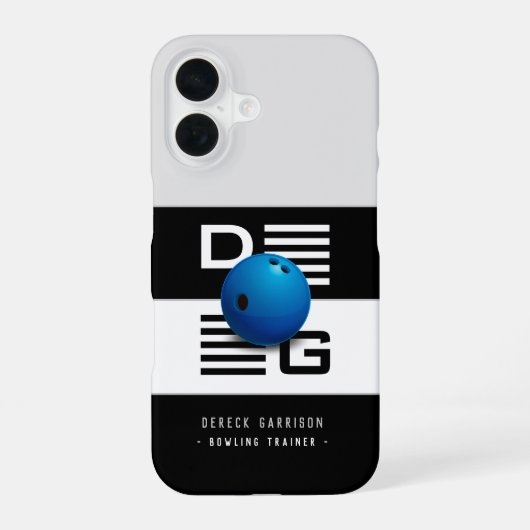 Coque iPhone 16 Entraîneur de Bowling Professionnel | Initiales Bl (Verso)