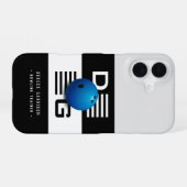 Coque iPhone 16 Entraîneur professionnel de bowling | Initiales en (Verso Horizontal)