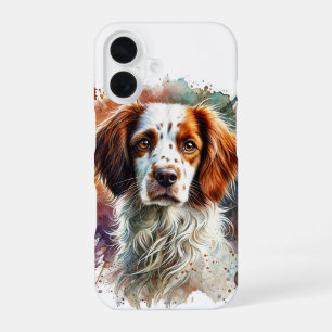 Coque iPhone 16 Épagneul Breton Aquarelle