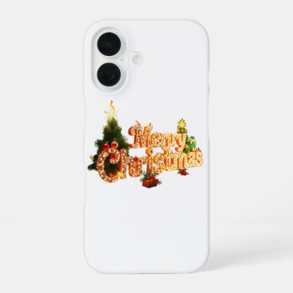 Coque iPhone 16 Éperche de Noël d'or - Arbre de fête