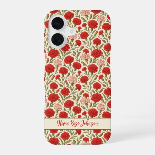 Coque iPhone 16 Esthétique Botanique Fleurs Rouges (Verso)