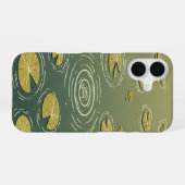 Coque iPhone 16 Étang vintage avec nénuphars (Verso Horizontal)