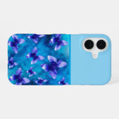 Coque iPhone 16 Été Papillon Bleu, (Verso Horizontal)