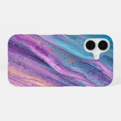 Coque iPhone 16 Ethereal Purple & Turquoise Marble Art Phone Case (Verso Horizontal)