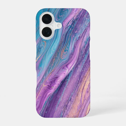 Coque iPhone 16 Ethereal Purple & Turquoise Marble Art Phone Case (Verso)