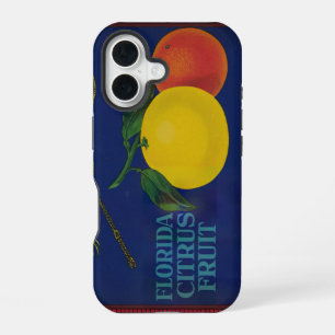 Coque iPhone 16 Étiquette de fruit d'agrumes Vintage Whip