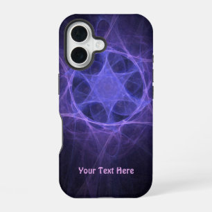 Coque iPhone 16 Étoile de David fractale violette