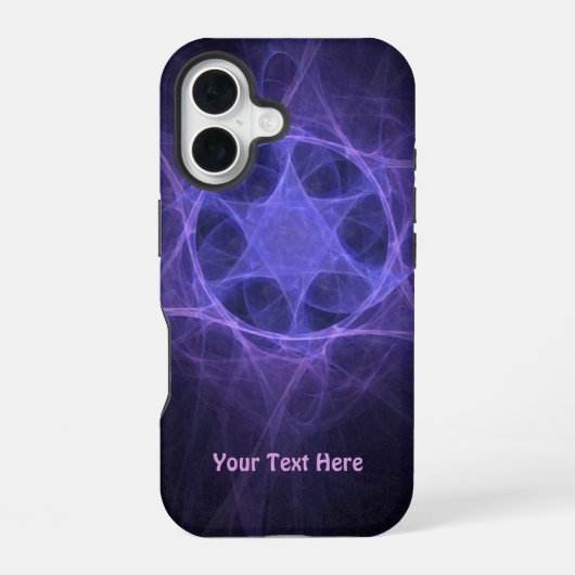 Coque iPhone 16 Étoile de David fractale violette (Verso)