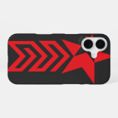Coque iPhone 16 Étoile rouge avec flèches chevron (Verso Horizontal)