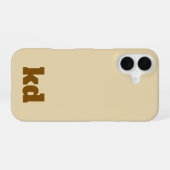 Coque iPhone 16 étui beige et marron monogrammé initial pour iPhon (Verso Horizontal)