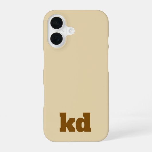 Coque iPhone 16 étui beige et marron monogrammé initial pour iPhon (Verso)