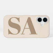 Coque iPhone 16 Étui Case-Mate à la mode blanc antique avec monogr (Verso Horizontal)