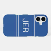 Coque iPhone 16 Étui Case Mate bleu royal avec initiales monogramm (Verso Horizontal)