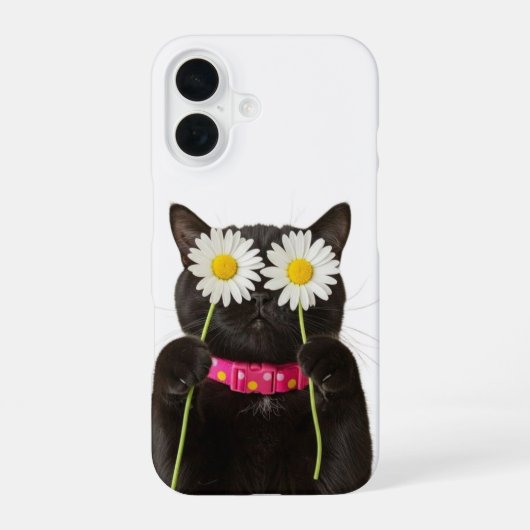 Coque iPhone 16 Étui Chat Floral Rêveur (Verso)