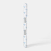 Coque iPhone 16 Étui Coquette Bow Bleu Monogramme Initial pour iPh (Côté droit)