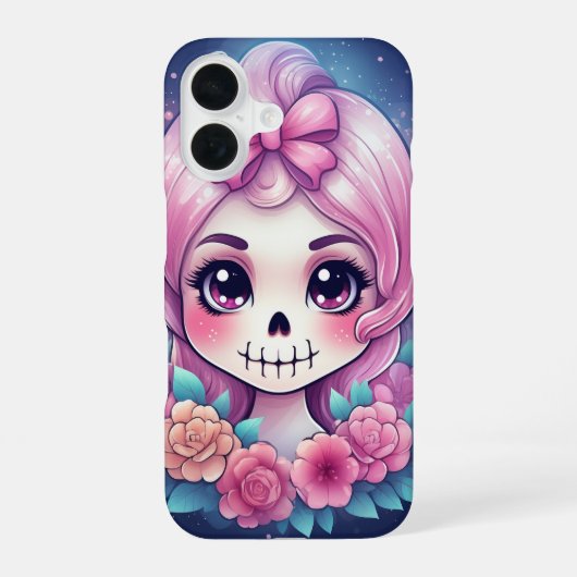Coque iPhone 16 Étui de téléphone à crâne mignon (Verso)