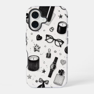 Coque iPhone 16 Étui de téléphone à esthétique noir et blanc