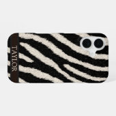 Coque iPhone 16 Étui de téléphone à impression zèbre avec nom pers (Verso Horizontal)