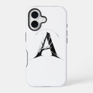 Coque iPhone 16 Étui de téléphone à initiale gothique fissurée A -