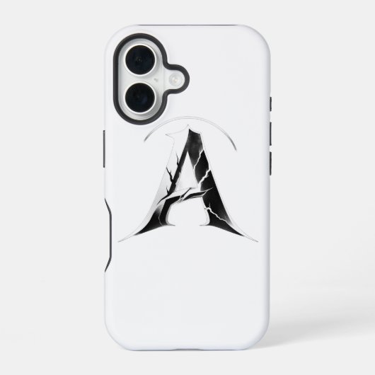 Coque iPhone 16 Étui de téléphone à initiale gothique fissurée A - (Verso)